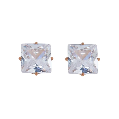 CZ Square Stud Titanium Earrings