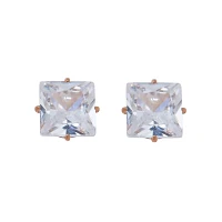 CZ Square Stud Titanium Earrings