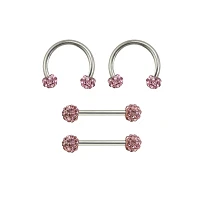 Multi-Pack CZ Nipple Horseshoe Rings and Barbells 2 Pair
