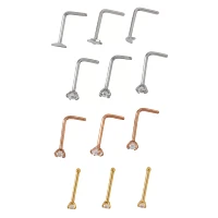 Multi-Pack CZ Star and Moon L Bend Bone Nose Rings 12 Pack – 20 Gauge