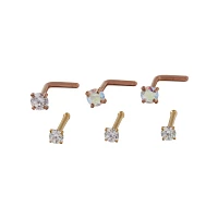 Multi-Pack CZ Star and Moon L Bend Bone Nose Rings 12 Pack – 20 Gauge