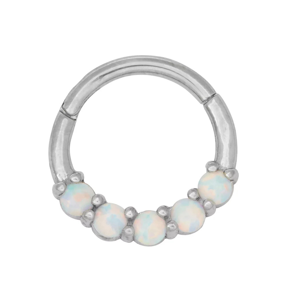Opal Effect Hinged Hoop Nose Ring