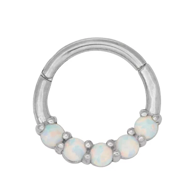 Opal Effect Hinged Hoop Nose Ring