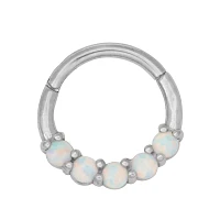 Opal Effect Hinged Hoop Nose Ring