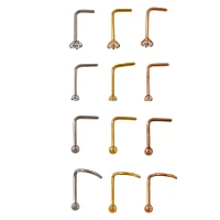 Multi-Pack CZ L -Bend Nose Ring 12 Pack – 20 Gauge