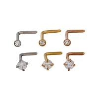 Multi-Pack CZ L -Bend Nose Ring 12 Pack – 20 Gauge