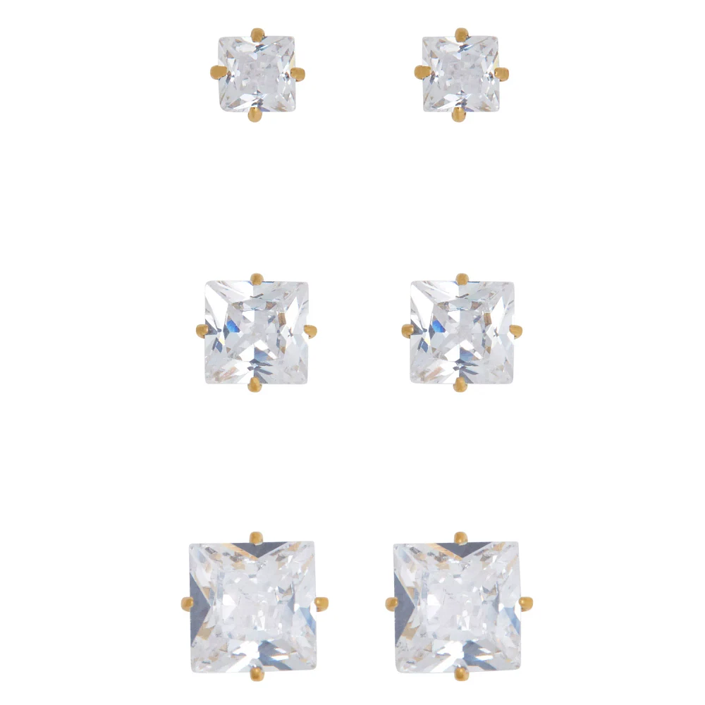 Multi-Pack Clear CZ Stud Earring 3 Pack – 20 Gauge