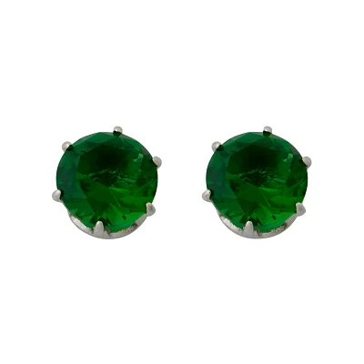 Green CZ Stud Earrings – 20 Gauge