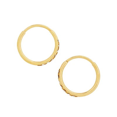 Goldtone CZ Hinge Hoops