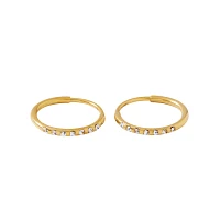 Goldtone CZ Hinge Hoops