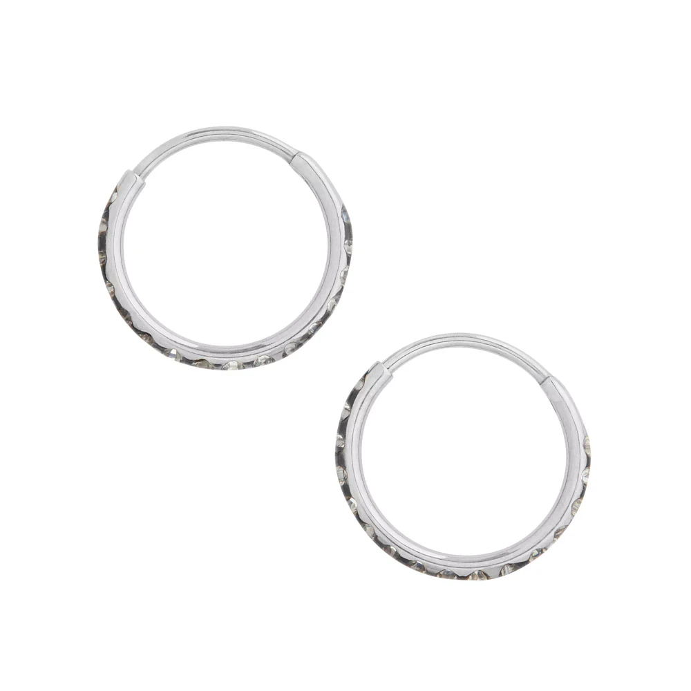 Silvertone CZ Hinge Hoops
