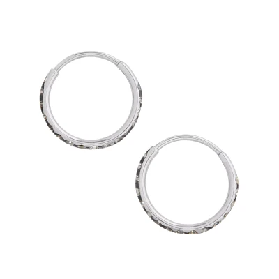 Silvertone CZ Hinge Hoops