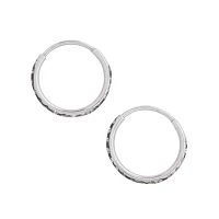 Silvertone CZ Hinge Hoops