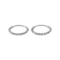 Silvertone CZ Hinge Hoops