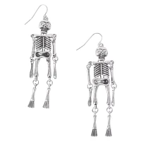 Silvertone Skeleton Dangle Earrings