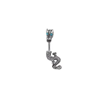 Silvertone Dragon Belly Ring - 14 Gauge