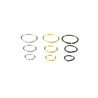 Multi-Pack Goldtone Silvertone Hoop Nose Rings Pack