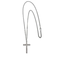 Silvertone Cross Curb Chain Necklace