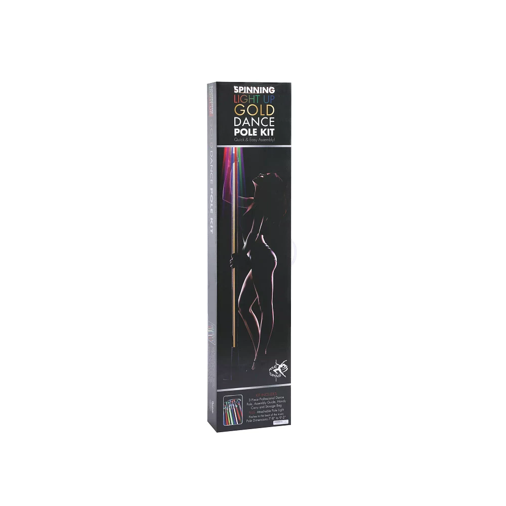 Spinning LED Light-Up Goldtone Stripper Pole