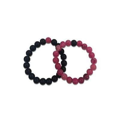 Black and Long Distance Beaded Bracelets – 2 Pack