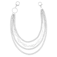 4 Row Flame Curb Wallet Chain