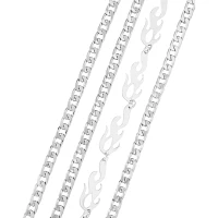 4 Row Flame Curb Wallet Chain