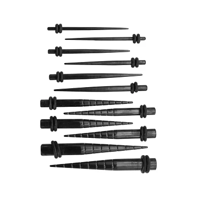 Multi-Pack Black Textured Tapers 6 Pair - 14-4 Gauge