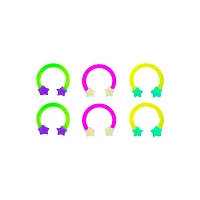 Multi-Pack Star Glow In The Dark Horseshoe Rings 3 Pair - 16 Gauge