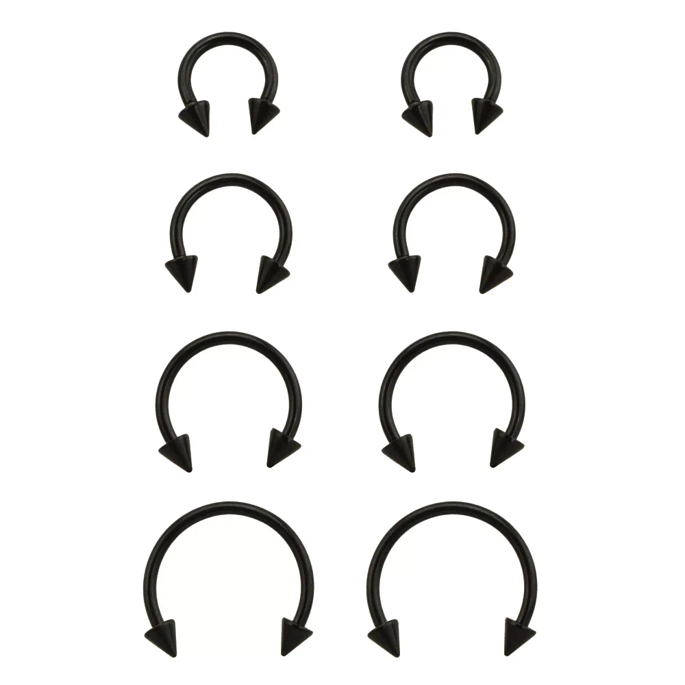 Multi-Pack Black Horseshoe Rings - 8 Pack