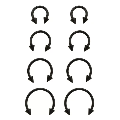 Multi-Pack Black Horseshoe Rings - 8 Pack