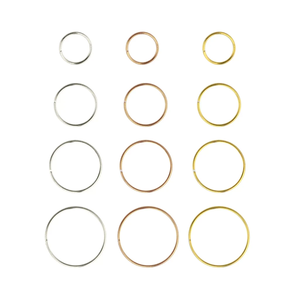 Multi-Pack CZ Hoop Nose Rings 12 Pack - 22 Gauge
