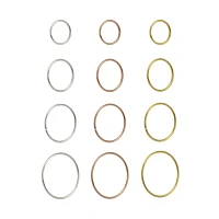 Multi-Pack CZ Hoop Nose Rings 12 Pack - 22 Gauge