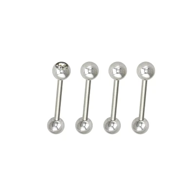 Multi-Pack Silvertone Threadless Barbells 4 Pack - 14 Gauge