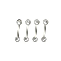 Multi-Pack Silvertone Threadless Barbells 4 Pack - 14 Gauge