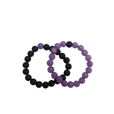 Black and Purple Long Distance Beaded Bracelets – 2 Pack