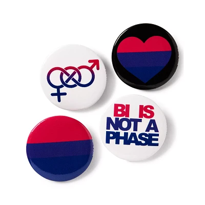 Bisexual Pride Buttons - 4 Pack