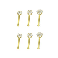Multi-Pack Goldtone CZ Bone Nose Rings 6 Pack - 20 Gauge