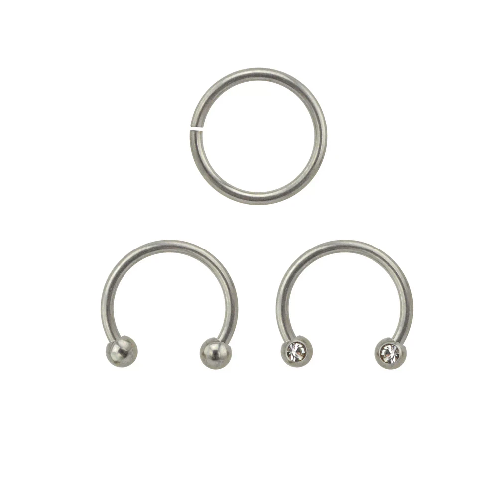 Multi-Pack Titanium Hoop and Horseshoe Rings 3 Pack - 16 Gauge