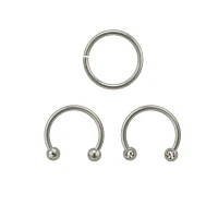 Multi-Pack Titanium Hoop and Horseshoe Rings 3 Pack - 16 Gauge