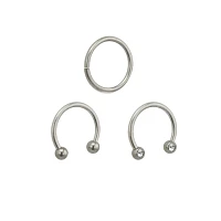 Multi-Pack Titanium Hoop and Horseshoe Rings 3 Pack - 16 Gauge