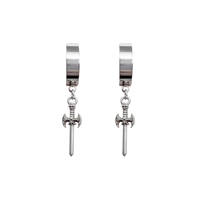 Sword Huggie Dangle Earrings – 18 Gauge