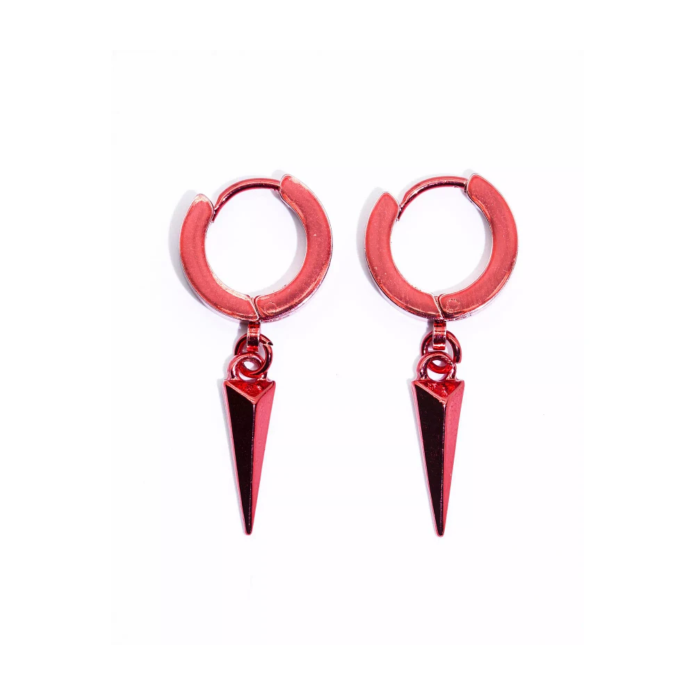 Red Spike Dangle Huggie Hoop Earrings – 18 Gauge