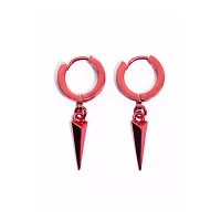 Red Spike Dangle Huggie Hoop Earrings – 18 Gauge