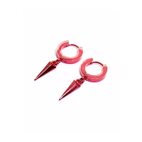 Red Spike Dangle Huggie Hoop Earrings – 18 Gauge