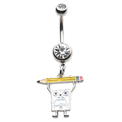DoodleBob CZ Dangle Belly Ring 14 Gauge - SpongeBob SquarePants