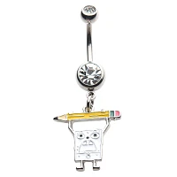 DoodleBob CZ Dangle Belly Ring 14 Gauge - SpongeBob SquarePants