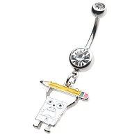 DoodleBob CZ Dangle Belly Ring 14 Gauge - SpongeBob SquarePants