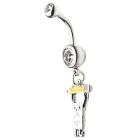 DoodleBob CZ Dangle Belly Ring 14 Gauge - SpongeBob SquarePants