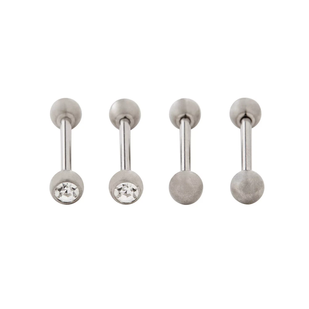 Multi-Pack CZ Titanium Barbells 2 Pair - 14 Gauge