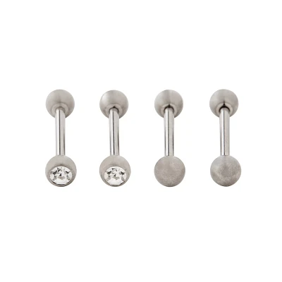 Multi-Pack CZ Titanium Barbells 2 Pair - 14 Gauge
